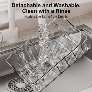 Scatola Organizzatore di Spezie da Cucina in Plastica Trasparente Con Divisori Rimovibili Supporto per Bustine di Condimento Multi-Griglia