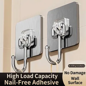 Strong Adhesive Wall Hooks Heavy Duty Stainless Steel No Drilling For Dorm Bathroom Kitchen Multi Color Seamless Wall Hanger