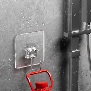 Heavy duty transparent adhesive wall hook for bathroom, waterproof and punch-free
