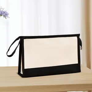 Vue détaillée du sac de rangement en toile contrastée avec dragonne pratique
