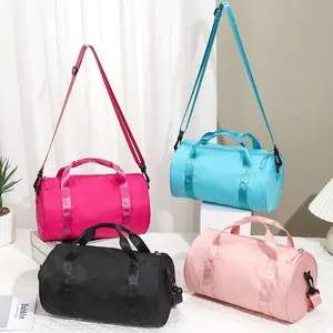 Multi-color waterproof cylinder duffel bags for fitness and yoga with shoulder straps