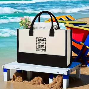 Bolso tote grande de lona con estampado DAD NO.1 para la playa