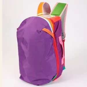 Durable and vibrant color-block waterproof nylon backpack for outdoor travel and hiking