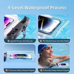 Universal waterproof phone pouch with secure buckle and TPU material for swimming