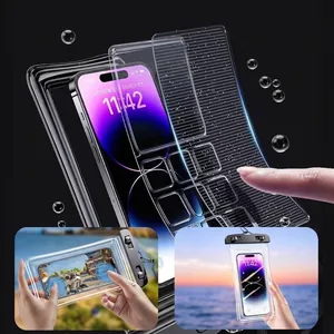 High sensitivity touch waterproof phone pouch for swimming and diving with airbag