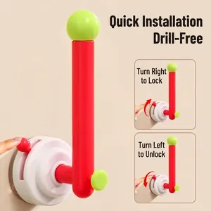 Suction cup rotating hook for bathroom wall storage of hair bands and accessories