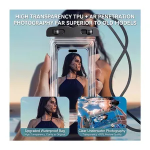 High transparency TPU waterproof phone pouch for swimming diving and beach use