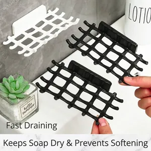 Wall-mounted punch-free draining soap dish with lattice design for bathroom
