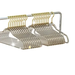 Luxury glitter acrylic non-slip clothing hangers with gold hooks for home organization