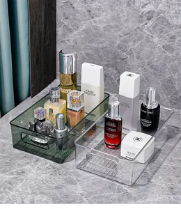 Bandejas organizadoras de acrílico transparente para cosméticos y cuidado de la piel
