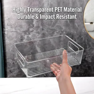 Caja de almacenamiento rectangular de PET transparente para maquillaje y organización