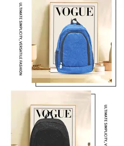 Detail view of sparkly glitter backpacks in blue and black colors for student travel and school