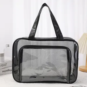 Large Capacity Transparent Toiletry Bag Waterproof PVC PU Travel Wash Bag With Handles For Women Gym Swimming Organizer
