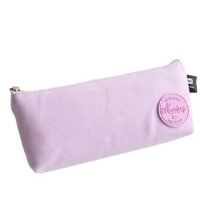 Minimalist Morandi purple canvas pencil case with large capacity for stationery