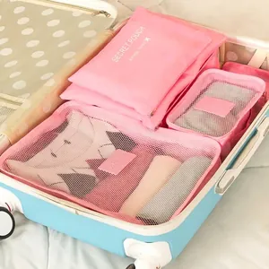 6-Piece Travel Organizer Bag Set For Suitcase Waterproof PP Packing Cubes Mesh Luggage Storage Pouch For Clothes Accessories