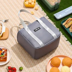 Graue isolierte Kühltasche mit großem Fassungsvermögen und Griff für Picknick und Büro