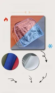 Dettaglio della borsa termica con fodera in cotone perlato e vari colori di tessuto.