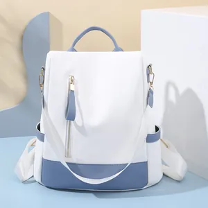 Zaino Antifurto da Donna alla Moda in Colore a Contrasto Grande Capacità in Pelle PU per Studenti Universitari Borsa da Viaggio