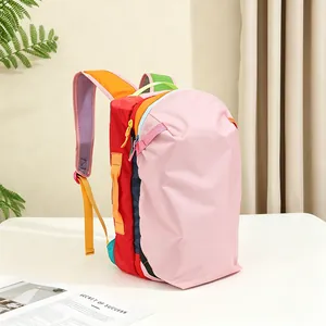Dopamine Color Blocked Waterproof Oxford Backpack Large Capacity Multi Compartment Outdoor Travel Sports Bag For Men Women