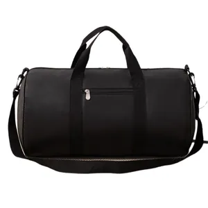 Black waterproof multifunctional gym travel duffel bag with shoulder strap