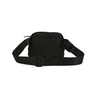Detail back view of black glitter waist bag with adjustable strap and buckle closure