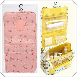 A detailed view showing the interior compartments and exterior of the travel toiletry bag