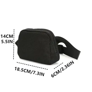 Close-up of glitter waist bag with dimensions 18.5x14x6cm in black sparkle finish