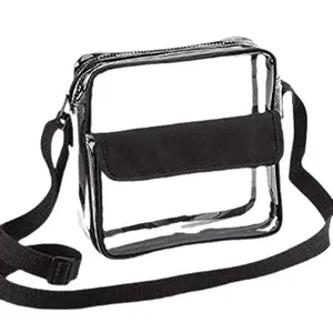 Borsa a tracolla trasparente in PVC approvata per lo stadio con tasca anteriore