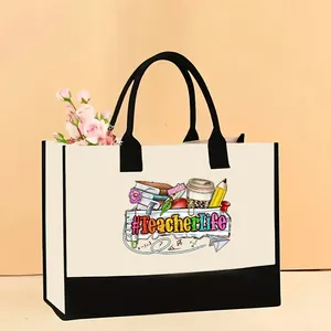 Bolso Tote de Lona para Mujer Gran Capacidad Bolso de Hombro Impermeable Bolso de Mano con Estampado Colorido Bolsa de Compras Casual