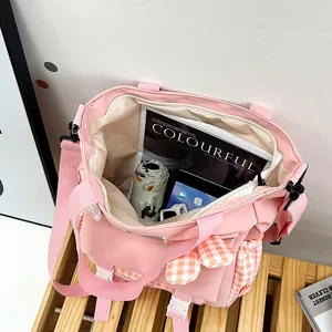 Bolso escolar rosa con orejas lindas, gran capacidad para libros y tableta.