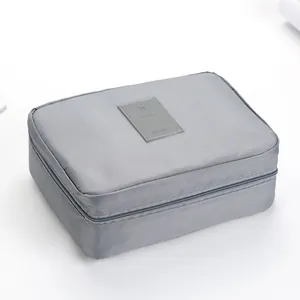Neceser de viaje gris de gran capacidad para cosméticos y aseo personal