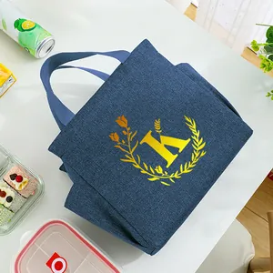 Insulated lunch bag with monogram K floral design for students and office workers