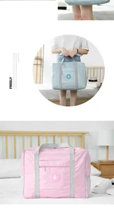 Faltbare Reisetasche mit großem Fassungsvermögen in Pastellrosa und Blau für Damen