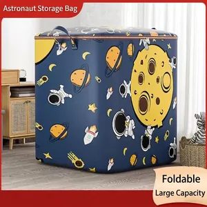 Large Capacity Quilt Storage Bag Foldable Thickened Waterproof Clothes Organizer Bag With Handle Astronaut Houndstooth Packing Bag