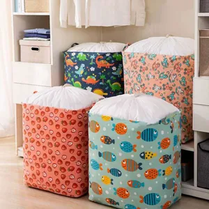 Large capacity foldable laundry baskets with cute cartoon prints for home storage