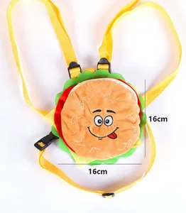 Hamburger shaped pet backpack harness with dimensions 16cm x 16cm and adjustable straps