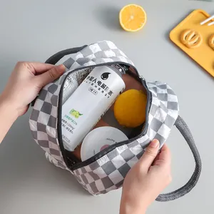 Borsa termica a quadretti di grande capacità per picnic e pranzi in ufficio o a scuola