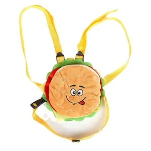 Adjustable hamburger-shaped pet backpack harness for dogs and cats with snack storage