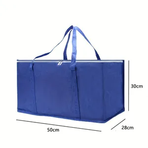Large blue waterproof storage bag 50x30x28cm for heavy duty moving and quilts.