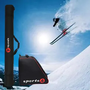 Hochwertiges schwarzes wasserdichtes Skisack- und Skischuhtaschen-Set für den Wintersport