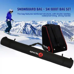 Detailansicht des wasserdichten Snowboard- und Skischuhtaschen-Sets mit Griffen.