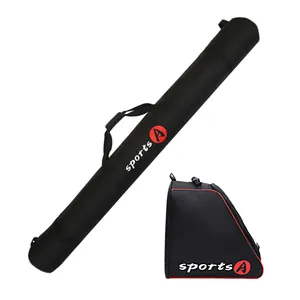 Schwarze wasserdichte Skitasche und passende Skischuhtasche Set mit Sport Logo Details