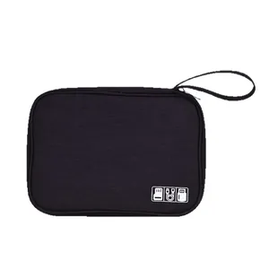 Bolsa de almacenamiento digital portátil de tela catiónica negra para accesorios
