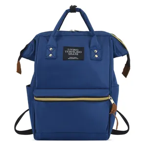 Large capacity waterproof blue Oxford cloth diaper backpack with top handles for daily use