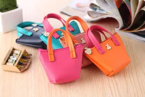 Mini porte-monnaie colorés en similicuir avec breloque chien pour ranger bijoux