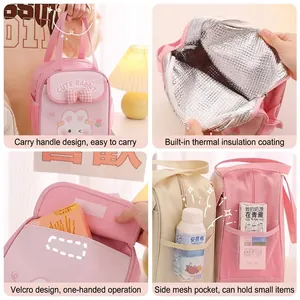 Portable cartoon insulated lunch bag with waterproof aluminum foil lining for school