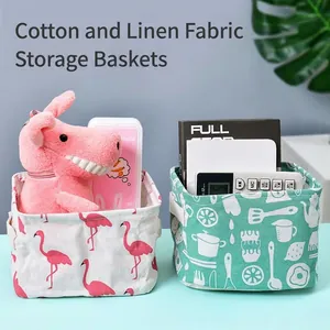 Foldable Polyester Storage Basket With Handles Portable Desktop Organizer Bin For Clothes Toys Books Waterproof Fabric Crate