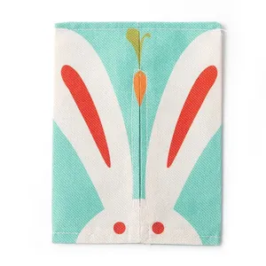 Cute cartoon rabbit fabric tissue box cover made of linen-like material for home decor