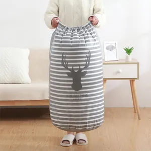 Bolsa de almacenamiento impermeable grande con rayas grises y dibujo de ciervo