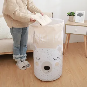 Bolsa de almacenamiento impermeable con cordón para ropa y mantas, diseño de oso
